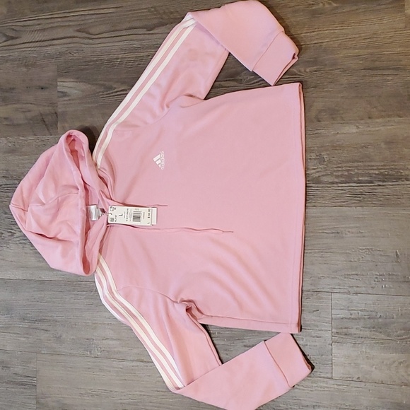Adidas 3 Stripes Cropped Hoodie Size Large - Picture 4 of 7